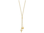 FJC Finejewelers 16 Inch 14k Puffed Heart and bright-cut Cross Graduated Chain W/2 In Ext Necklace