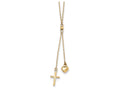 FJC Finejewelers 16 Inch 14k Yellow Gold Puffed Heart and bright-cut Cross Graduated Chain W/2 In Ext Necklace