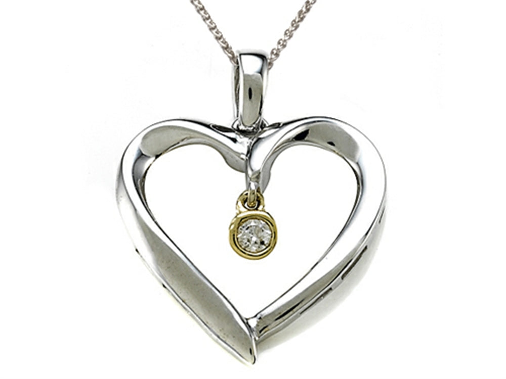 Finejewelers Genuine Heart Shaped Pendant Necklace with a Diamond Dangle