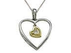 Finejewelers Genuine Heart Shaped Pendant Necklace with a Diamond Heart Dangle