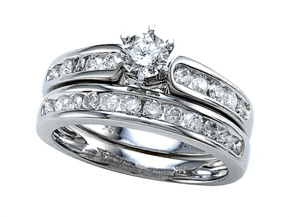 Finejewelers 14k White Gold Round Diamonds Wedding Engagement Ring Set - IGI Certified
