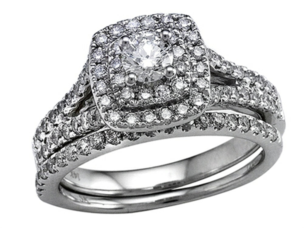 Finejewelers 14k White Gold Round Diamonds Wedding Engagement Ring Set - IGI Certified