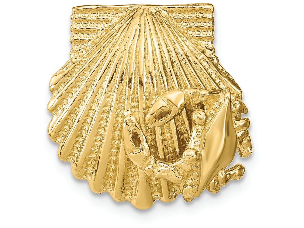 FJC Finejewelers 14k Yellow Gold Scallop Shell with Crab Accent Slide Charm