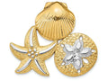 FJC Finejewelers 14k Two-tone Gold Scallop Starfish Sand Dollar Slidetwo-color Charm