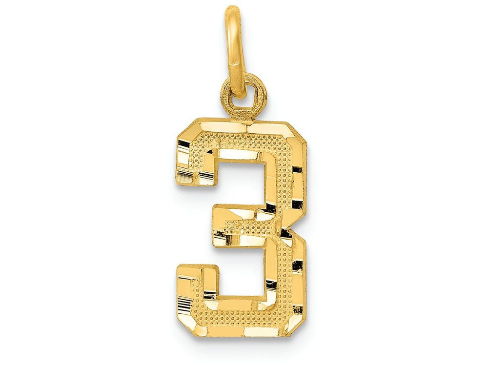 FJC Finejewelers 14k Yellow Gold Casted Small Bright Cut Number 3 Charm