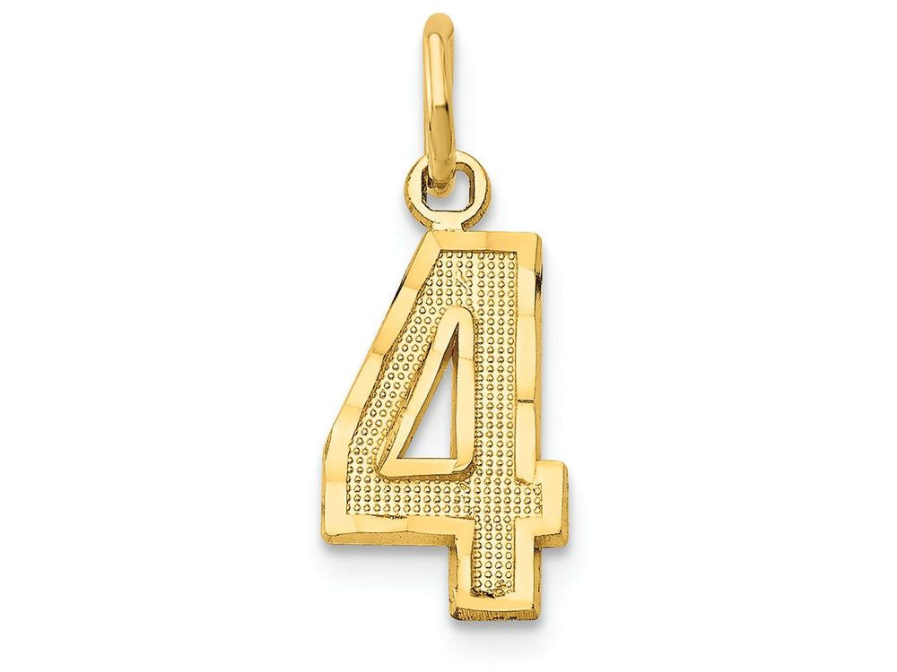 FJC Finejewelers 14k Yellow Gold Casted Small Bright Cut Number 4 Charm