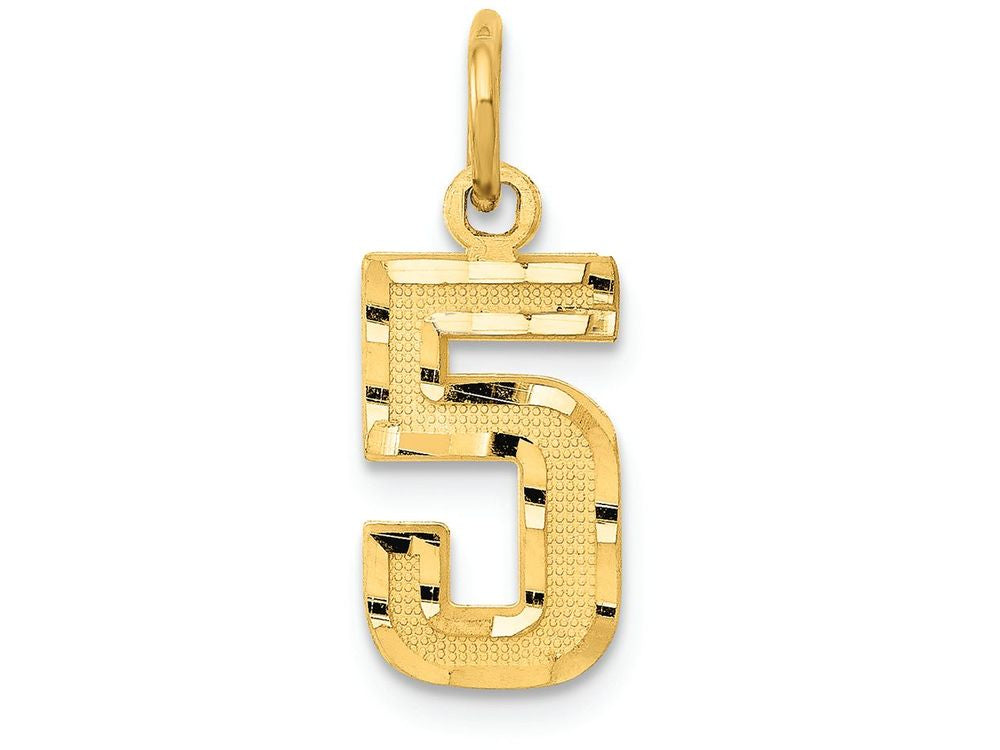 FJC Finejewelers 14k Yellow Gold Casted Small Bright Cut Number 5 Charm
