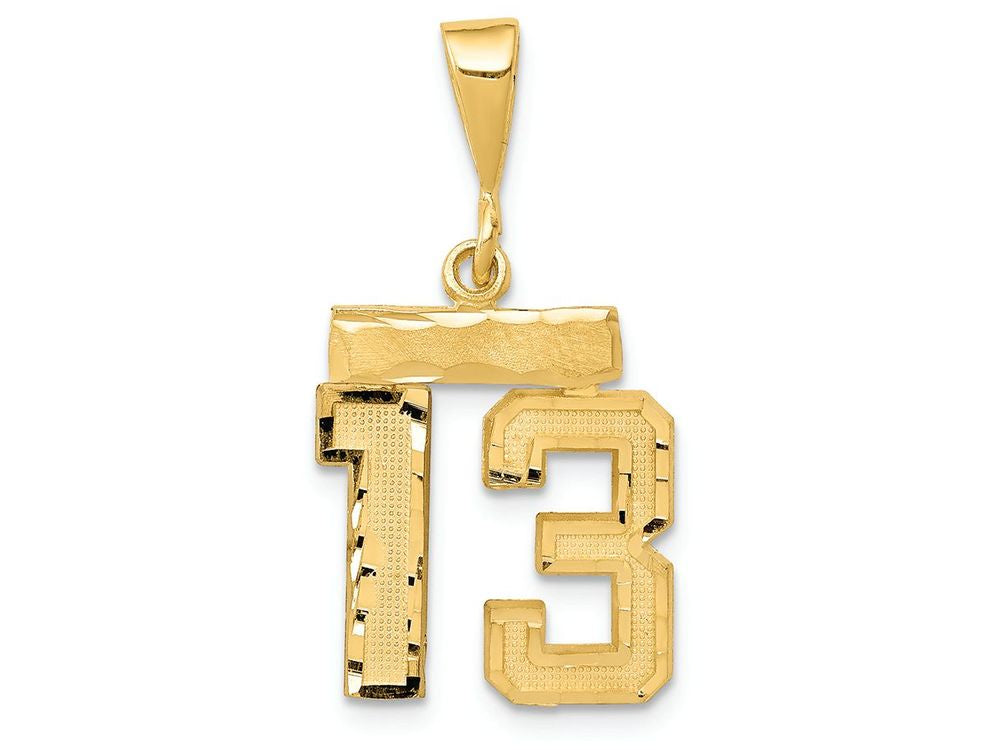 FJC Finejewelers 14k Yellow Gold Small Bright Cut Number 13 Charm