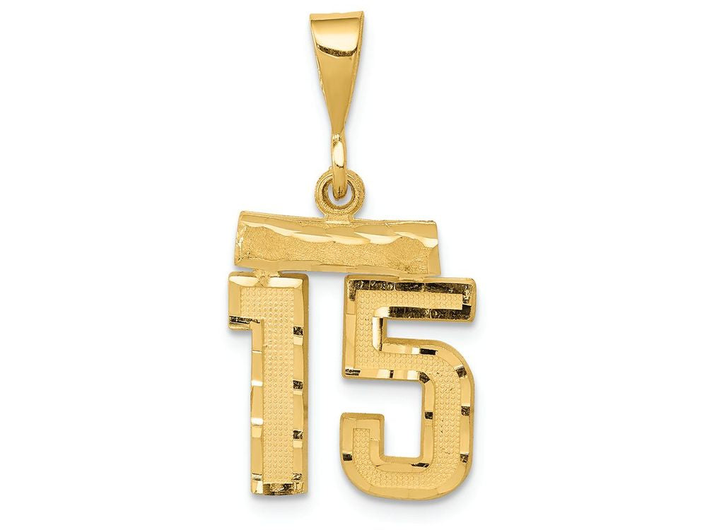 FJC Finejewelers 14k Yellow Gold Small Bright Cut Number 15 Charm
