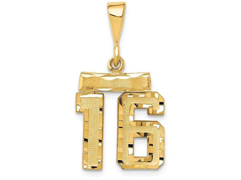 FJC Finejewelers 14k Yellow Gold Small Bright-cut Number 16 Charm