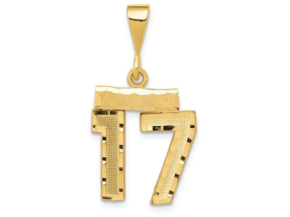 FJC Finejewelers 14k Yellow Gold Small Bright Cut Number 17 Charm