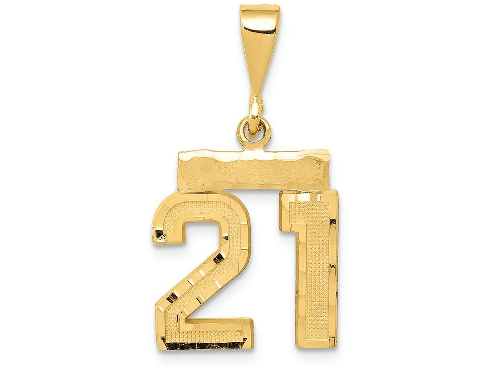 FJC Finejewelers 14k Yellow Gold Small Bright Cut Number 21 Charm