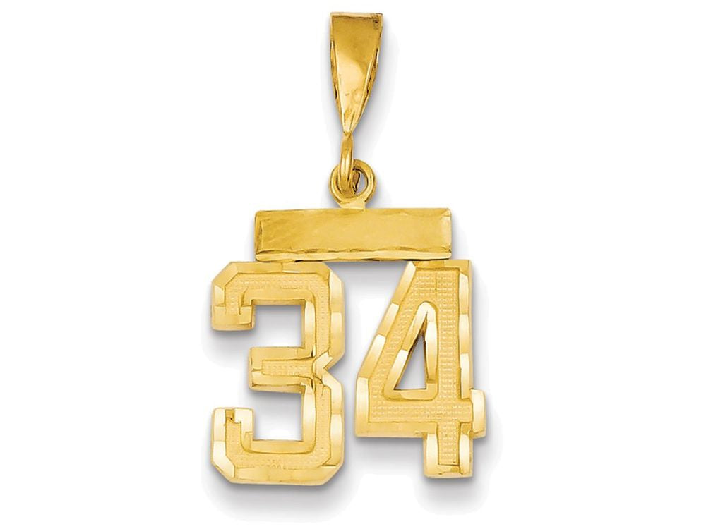 FJC Finejewelers 14k Yellow Gold Small Bright Cut Number 34 Charm