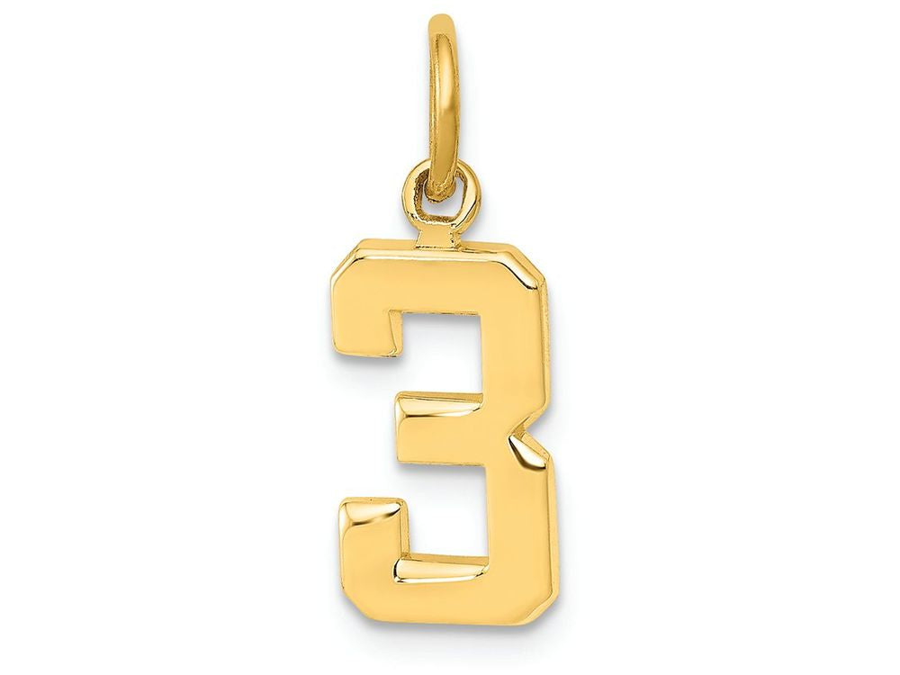 FJC Finejewelers 14k Yellow Gold Casted Small Polished Number 3 Charm