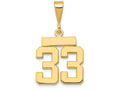 FJC Finejewelers 14k Yellow Gold Small Polished Number 33 Charm