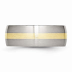 Chisel Stainless Steel 14k Yellow Inlay 8mm Brushed Wedding Band