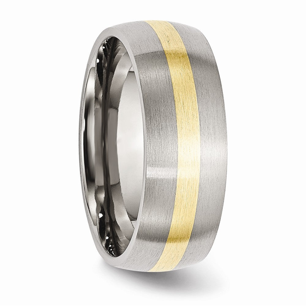 Chisel Stainless Steel 14k Yellow Inlay 8mm Brushed Wedding Band