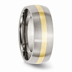 Chisel Stainless Steel 14k Yellow Inlay 8mm Brushed Wedding Band