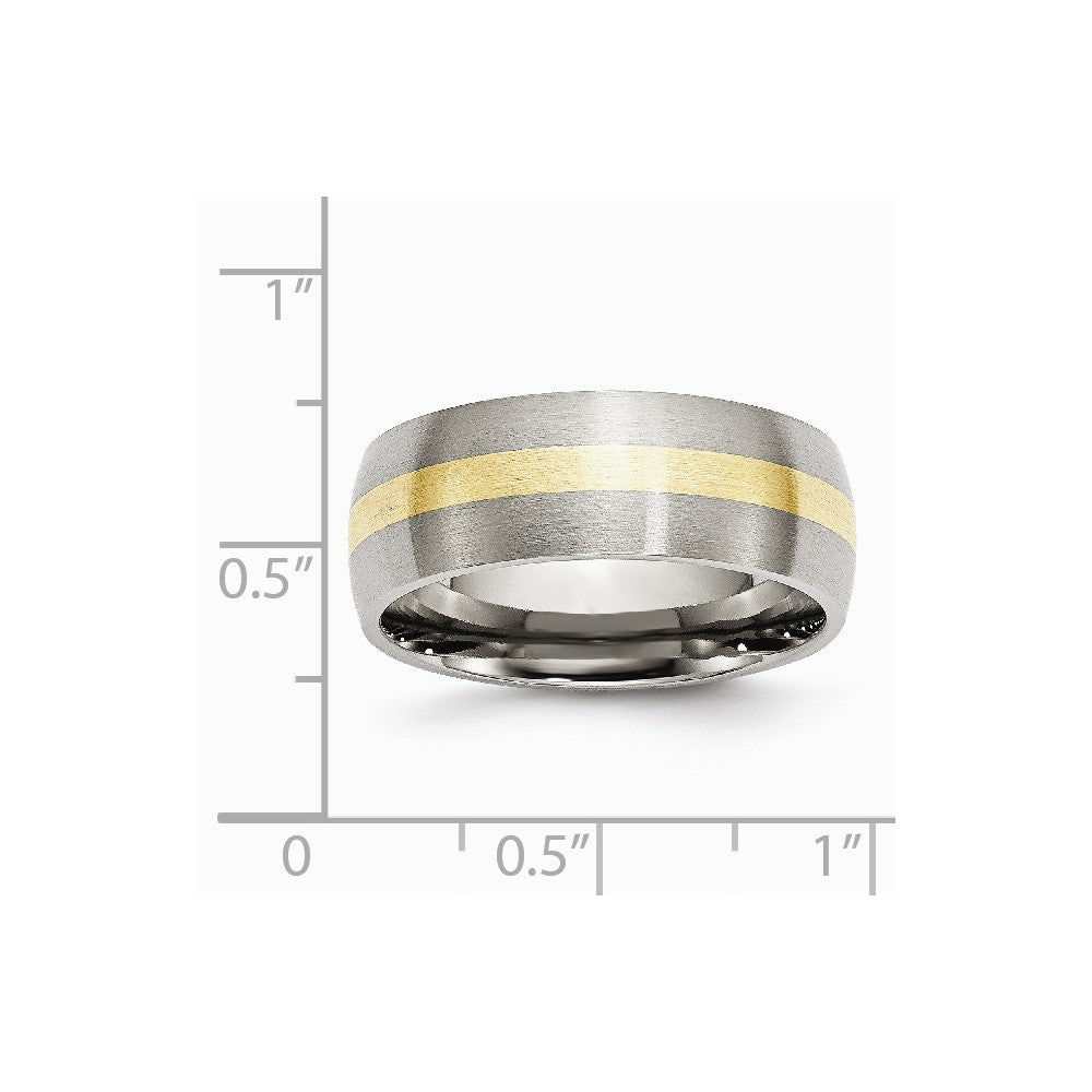 Chisel Stainless Steel 14k Yellow Inlay 8mm Brushed Wedding Band
