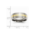 Chisel Stainless Steel 14k Yellow Inlay 8mm Brushed Wedding Band