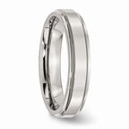 Chisel Stainless Steel Ridged-edge 5mm Polished Wedding Band