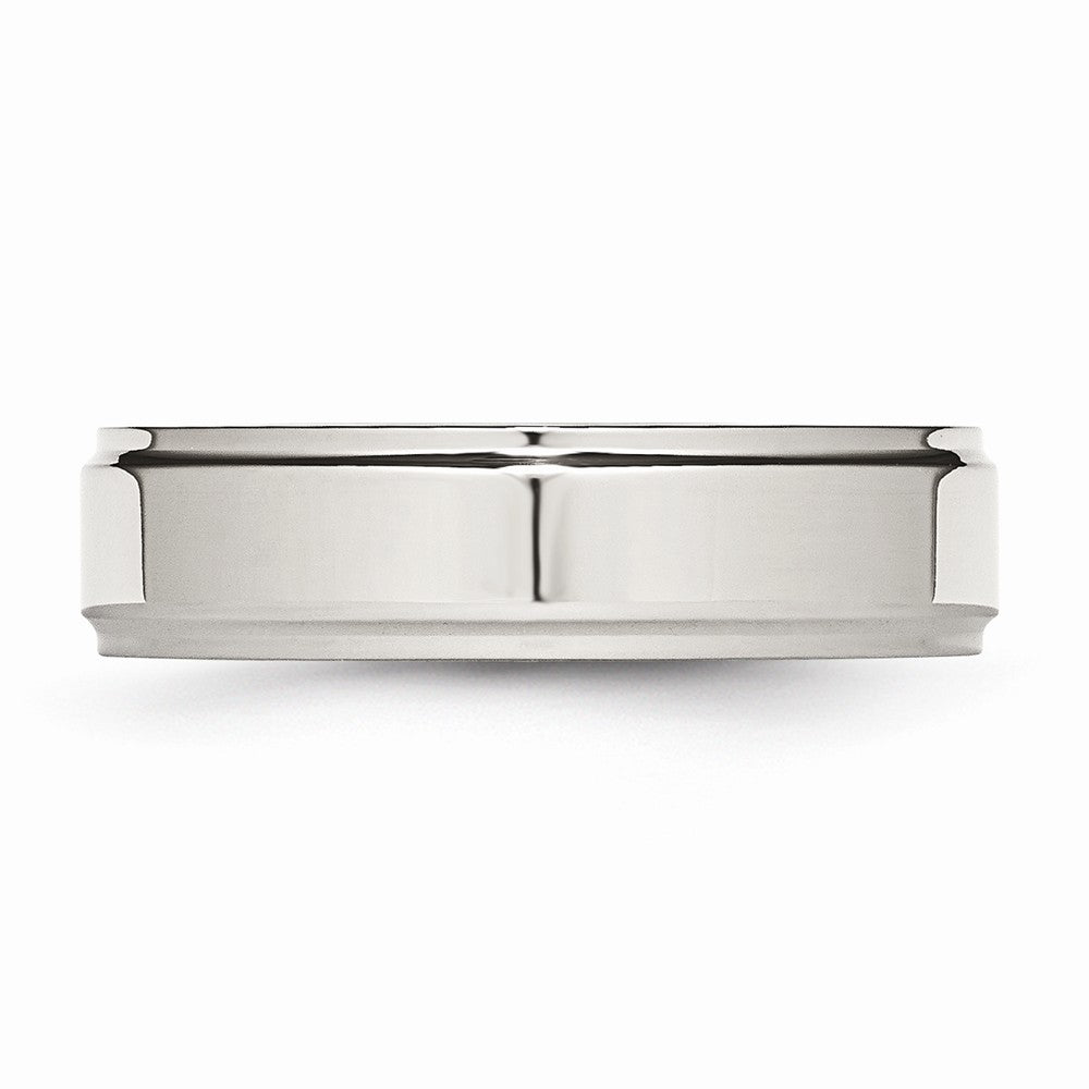 Chisel Stainless Steel Ridged Edge 6mm Polished Wedding Band