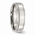 Chisel Stainless Steel Ridged Edge 6mm Polished Wedding Band