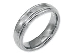 Chisel Stainless Steel Ridged Edge 6mm Polished Wedding Band
