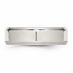 Chisel Stainless Steel Ridged Edge 7mm Polished Wedding Band