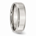 Chisel Stainless Steel Ridged Edge 7mm Polished Wedding Band