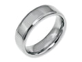 Chisel Stainless Steel Ridged Edge 7mm Polished Wedding Band