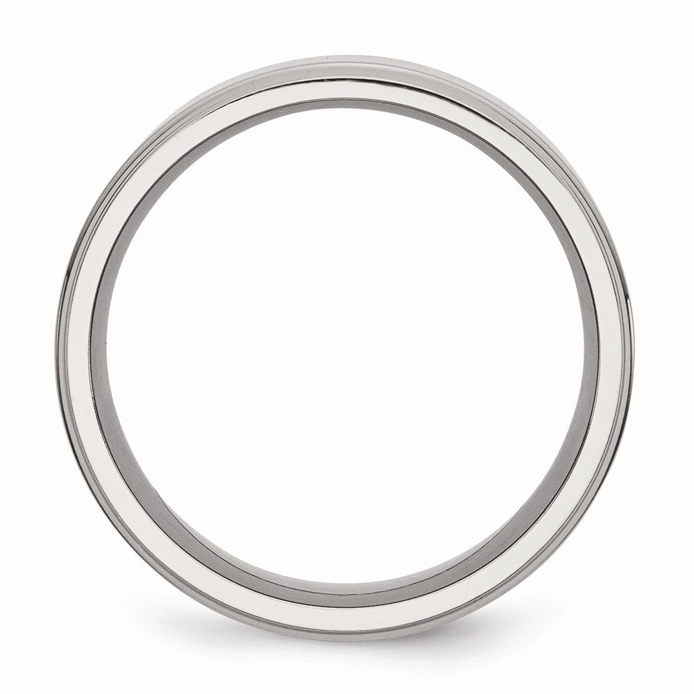 Chisel Stainless Steel Ridged Edge 8mm Polished Wedding Band