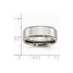 Chisel Stainless Steel Ridged Edge 8mm Polished Wedding Band