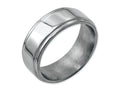 Chisel Stainless Steel Ridged Edge 8mm Polished Wedding Band