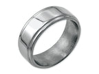 Chisel Stainless Steel Ridged Edge 8mm Polished Wedding Band