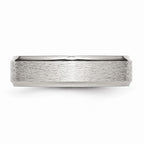 Chisel Stainless Steel Ridged Edge 6mm Satin And Polished Wedding Band
