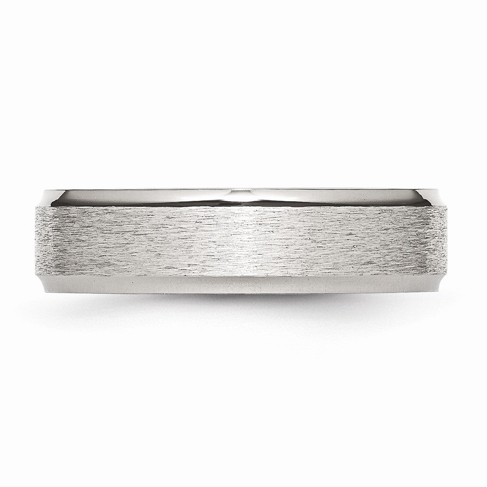 Chisel Stainless Steel Ridged Edge 6mm Satin And Polished Wedding Band