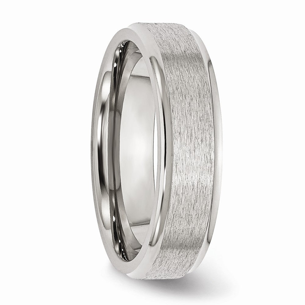 Chisel Stainless Steel Ridged Edge 6mm Satin And Polished Wedding Band
