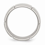 Chisel Stainless Steel Beveled Edge Grooved 8mm Brushed/polished Wedding Band