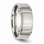 Chisel Stainless Steel Beveled Edge Grooved 8mm Brushed/polished Wedding Band