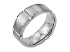 Chisel Stainless Steel Beveled Edge Grooved 8mm Brushed/polished Wedding Band