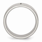 Chisel Stainless Steel Ridged Edge Cross 8mm Brushed And Polished Wedding Band