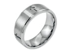 Chisel Stainless Steel Ridged Edge Cross 8mm Brushed And Polished Wedding Band