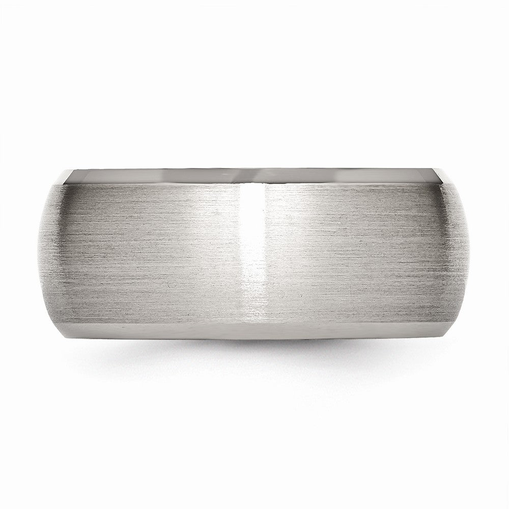 Chisel Stainless Steel Beveled Edge 10mm Brushed And Polished Wedding Band