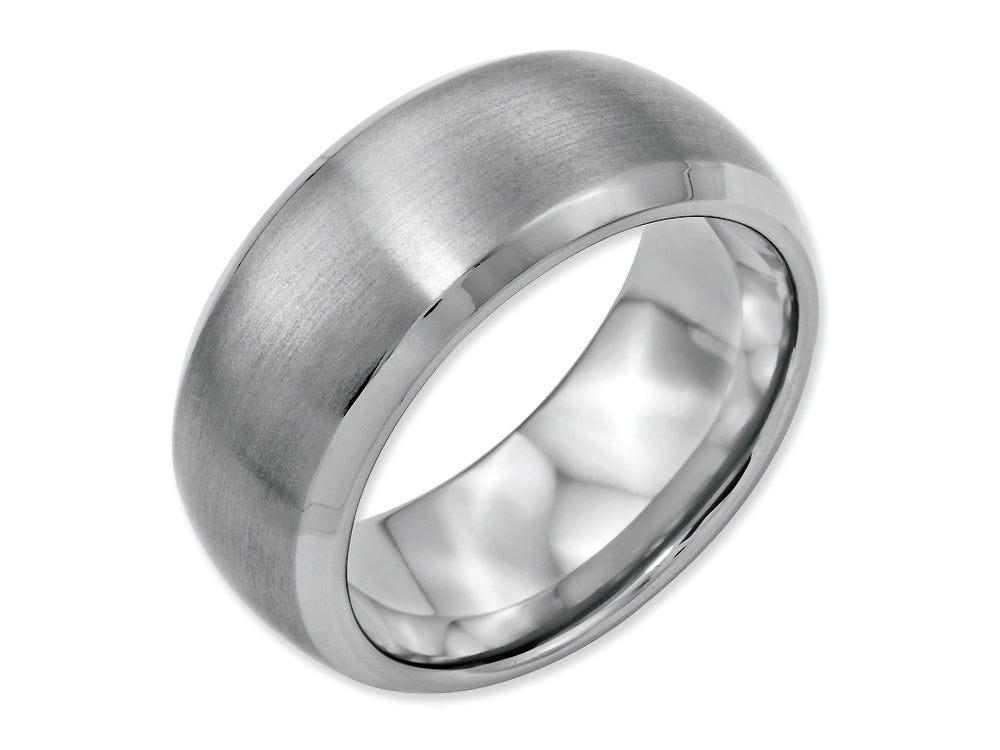 Chisel Stainless Steel Beveled Edge 10mm Brushed And Polished Wedding Band