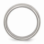 Chisel Stainless Steel Polished/brushed Criss-cross Design 7mm Ridged Edge Wedding Band
