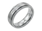 Chisel Stainless Steel Polished/brushed Criss-cross Design 7mm Ridged Edge Wedding Band