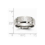 Chisel Stainless Steel Beveled Edge 8mm Hammered And Polished Wedding Band