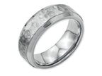 Chisel Stainless Steel Beveled Edge 8mm Hammered And Polished Wedding Band