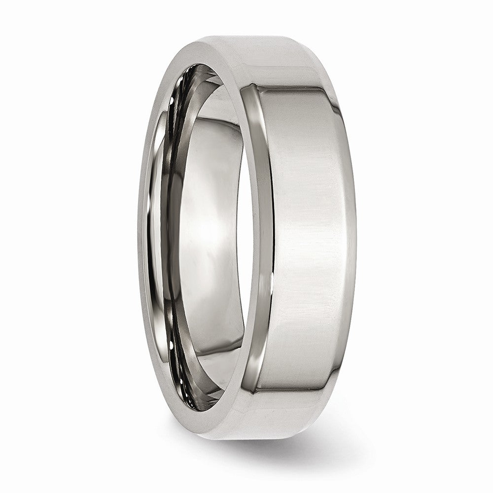 Chisel Stainless Steel Beveled Edge 6mm Polished Wedding Band